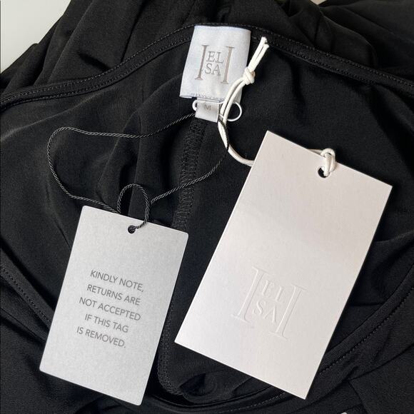 Helsa Josephine Long Sleeve Ruched Slinky Jersey Black Maxi Dress Size Medium - Picture 8 of 9